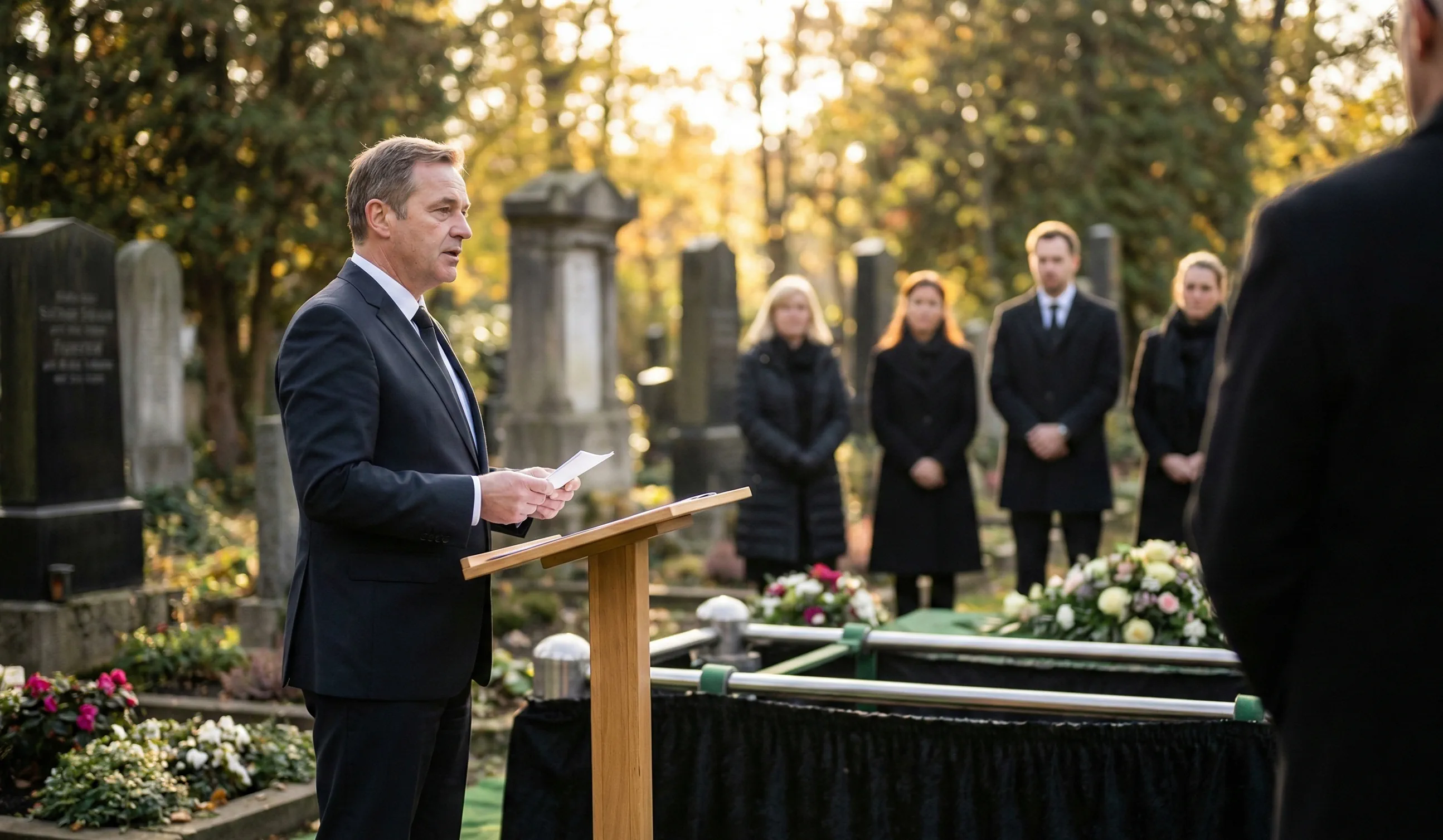 Geschäftsführer hält würdevolle Trauerrede für verstorbenen Mitarbeiter