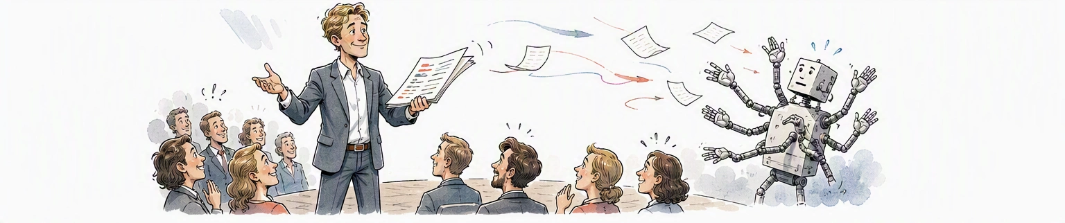 Karikatur zu Vortrag und Wirkung einer Rede