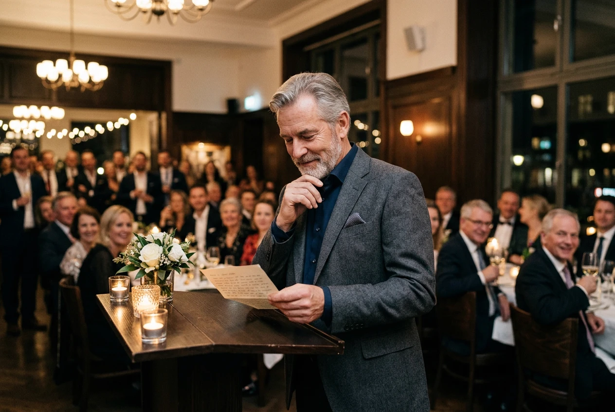 Souveräner Jubilar bereitet sich entspannt auf seine Geburtstagsrede vor