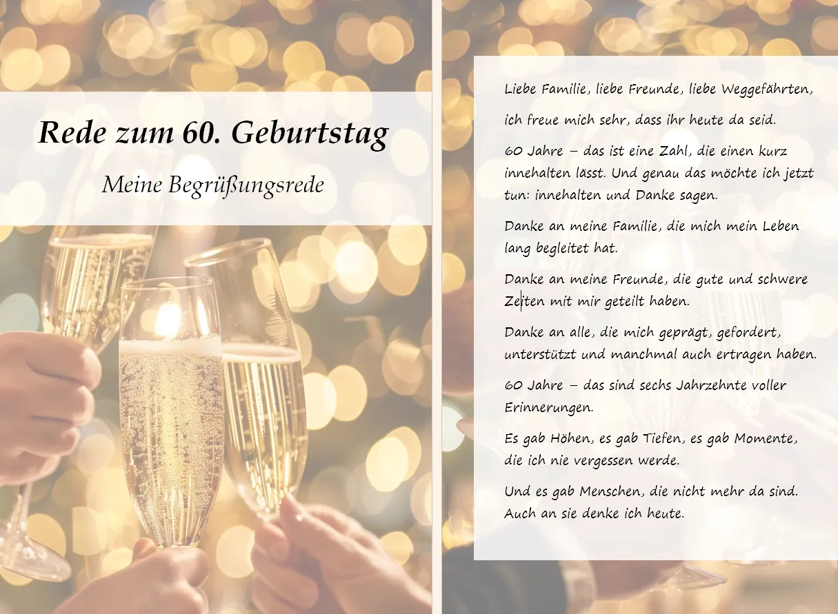 Redekarten und Schmuckdruck für die Geburtstagsrede