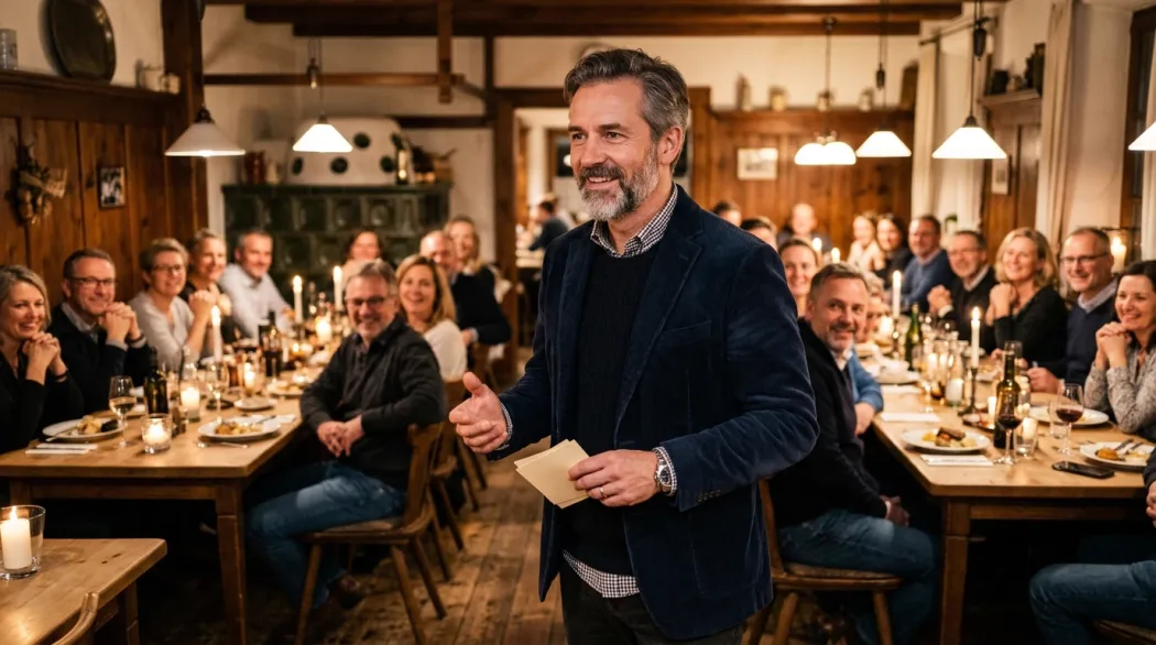 Gelassener Redner beim Klassentreffen