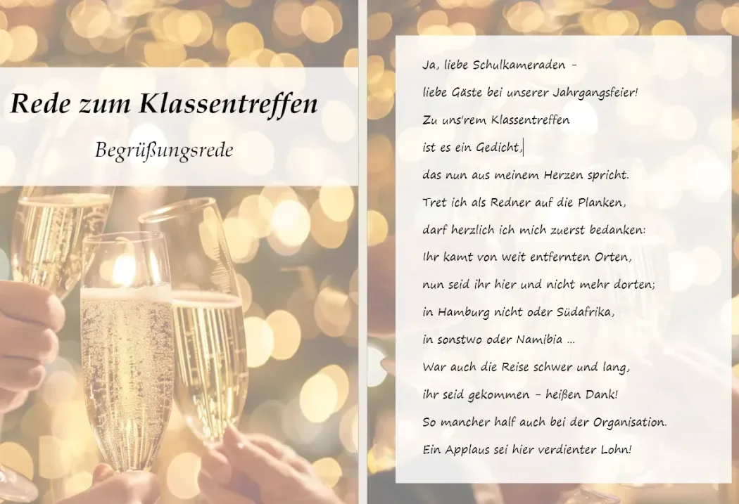 Redekarten und Schmuckdruck für das Klassentreffen