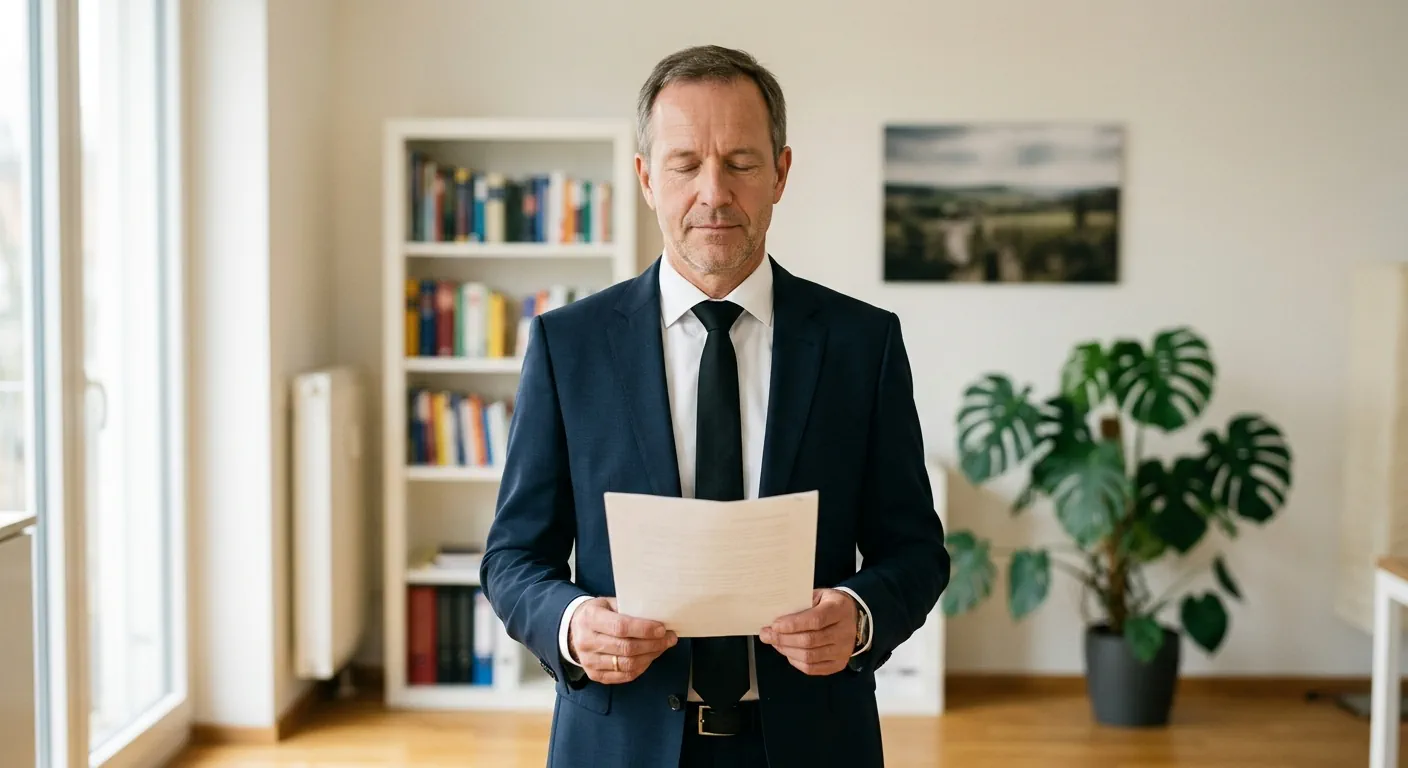 Redner konzentriert sich nachdenklich vor seiner Festrede