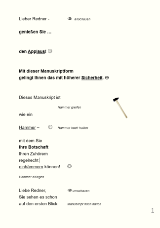 rede Manuskript fortgeschritten