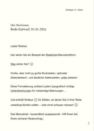Ihre Rede vortragssicher formatiert