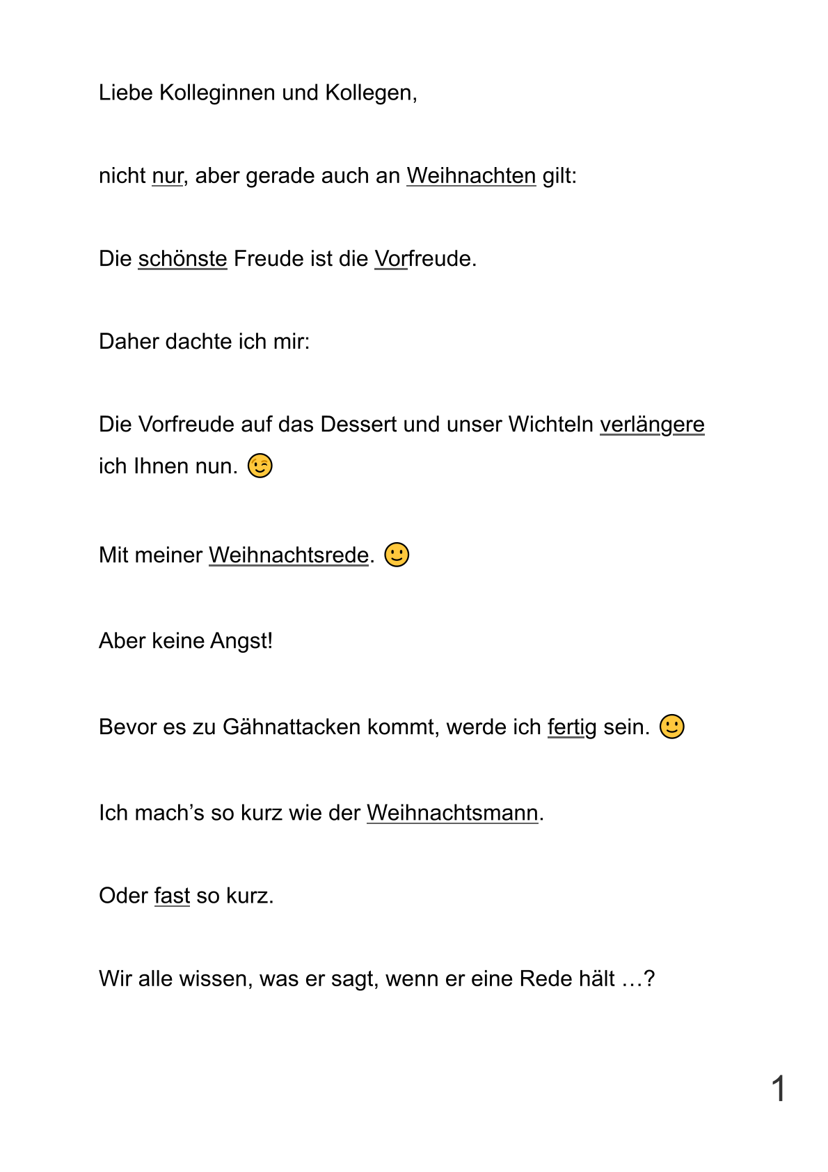 Weihnachtsrede Manuskript
