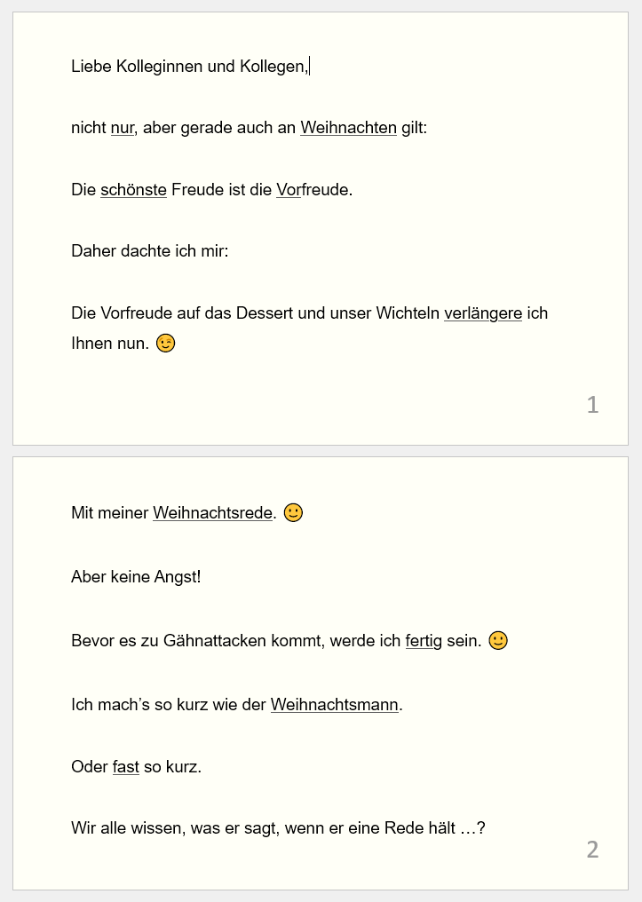 Weihnachtsrede (Moderationskarten)
